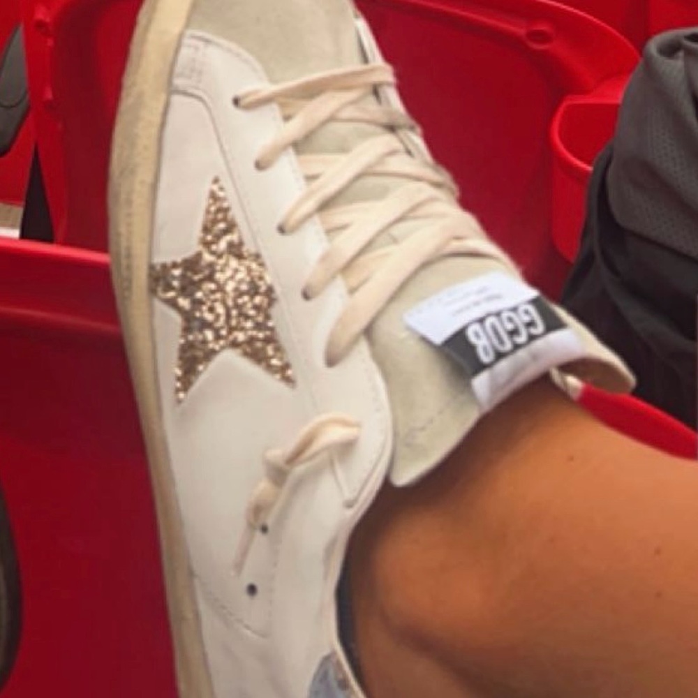 Golden Goose White and Gold Sneakers